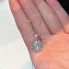 Oval Cut Real Moissanite Necklace for Women Sterling Silver Flower Pendant Wedding Party Luxury Jewelry Gift