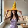with Lace Velvet Dark Witch Hat Wide Brim Pointed Mage Hat Halloween Decor Hat  Masquerades