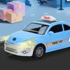 Simulační mini autíčko se světlem a hudbou Miniaturní tlakový odlitek Taxi Plastikový model Ornament Děti Setrvačná hračka do auta Kluci Dívky Vánoční dárek k narozeninám