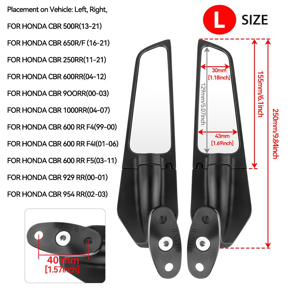 For Kawasaki Ninja 250 300 400 650 H2 H4 Adjustable Rotating Rearview Wind Swivel Wing Side Mirror Modified Motorcycle Mirrors