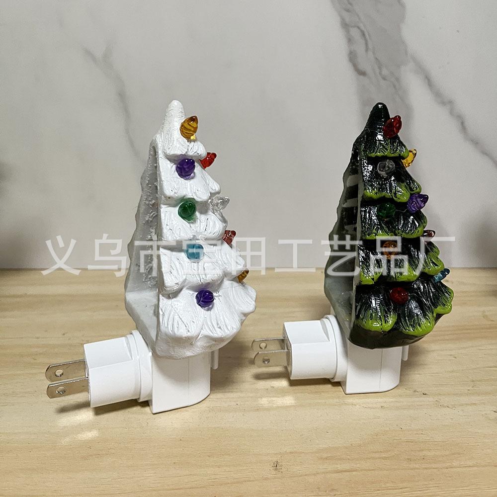 Christmas day decoration with certified American specification plug-in resin christmas tree wall lamp bedside night light living room study
