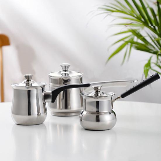 Yousheng Coffee Pot Stainless Steel Milk Warmer with Cool Handle Small Saucepan for Butter Melting And Sauces Portable Espresso Maker for Home