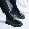 High-End Luxury Men's Leather Shoes Summer High-End Thick Bottom Fashion Bright Surface Slip-On Casual Loafers Leisure Shoes