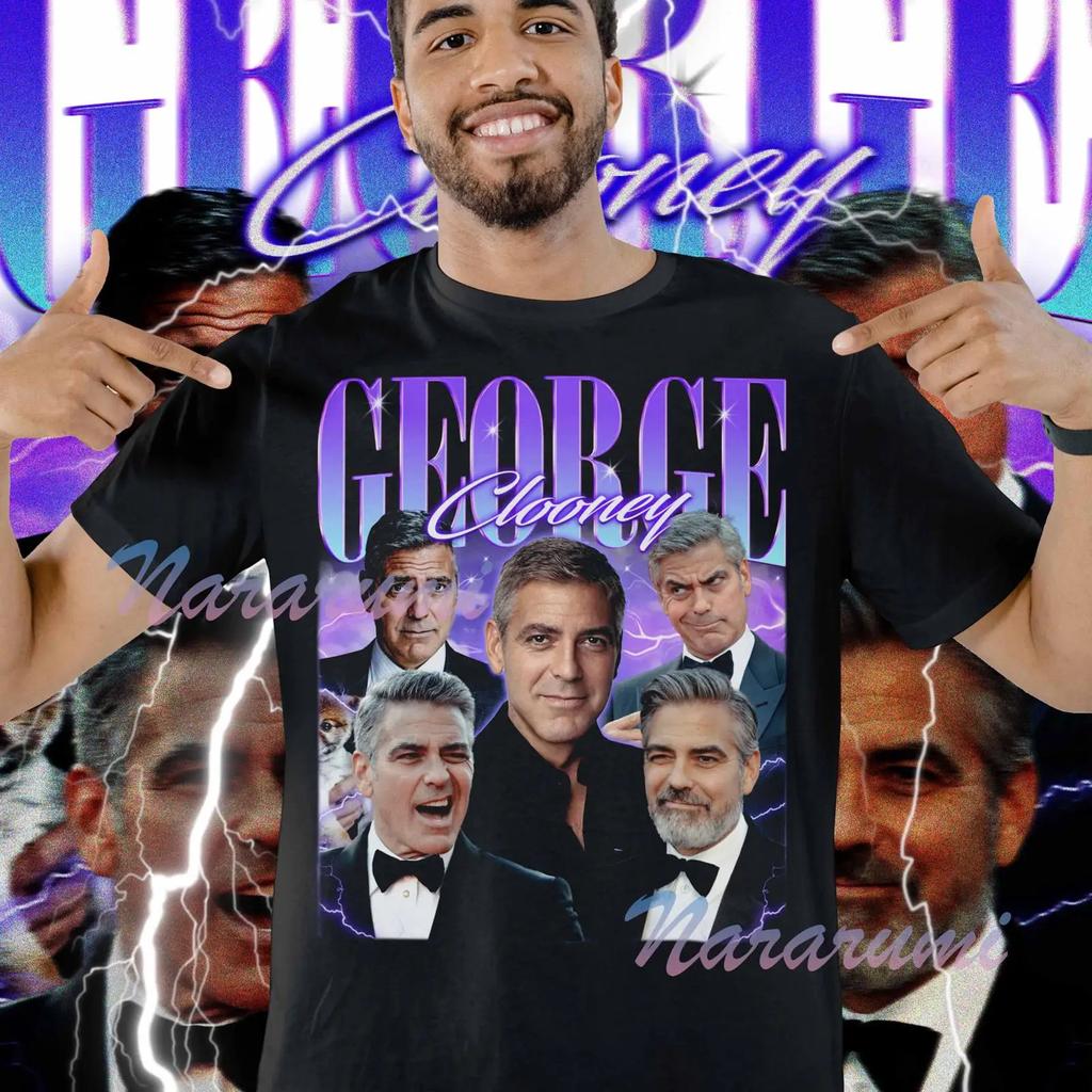Vintage 90s Bootleg George Clooney T Shirt Retro Movie Star Fans Casual Vintage Fashion Streetwear Slightly