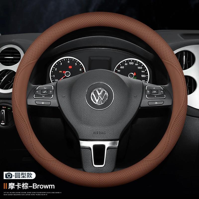 Golf MK7 MK8 Steering Wheel Cover Genuine Leather D Shape Round Universal Fit Car Interior Accessory