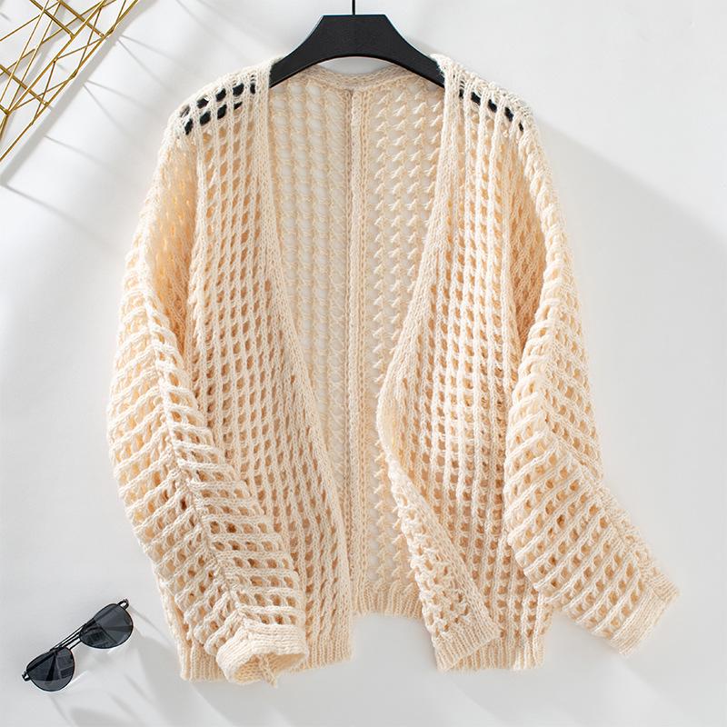 Fuzzy Knit Hollow Out Autumn Sweater: European & American Style, Loose Fit, Long Sleeve Women's Outerwear