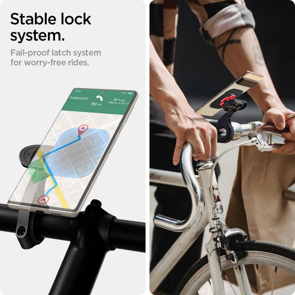 Spigen MF100 Bicycle Phone Bike Stable Phone Easy Simple Spigen MF100 Holder, Gearlock, Out-Front Mount, 360-Degree Rotation, Mount, Attachment, Slim,