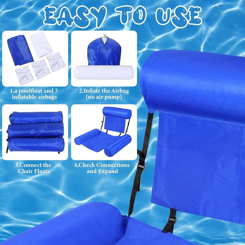 Water Inflatable Recliner Floating Bed Hammock Foldable Double Backrest Floating Row