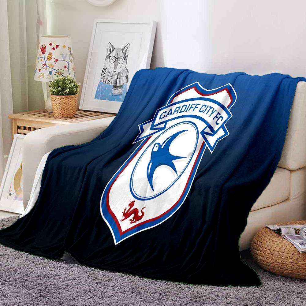 Cardiff Fc Crest Flannel Blanket, Soft Polyester, Modern Design, All-Season for Camping, Travel, Gifts for Holidays or Birthdays