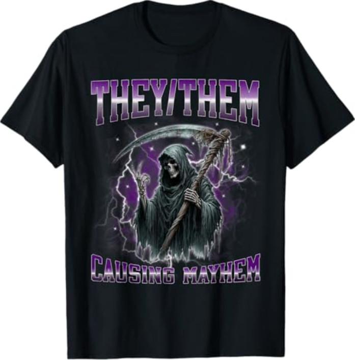 Loro Loro Causando Caos Divertente Meme Non Binario T-Shirt Bootleg