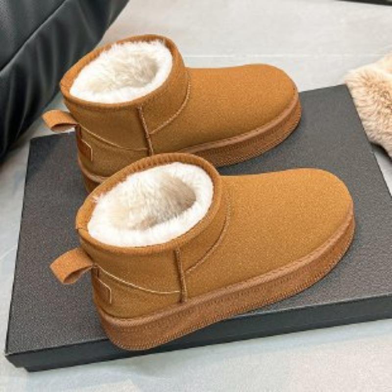 Short Snow Boots Women's Winter New Large Cotton Shoes Piled Thickened Bread Shoes Cotton Boots Women's Boots
