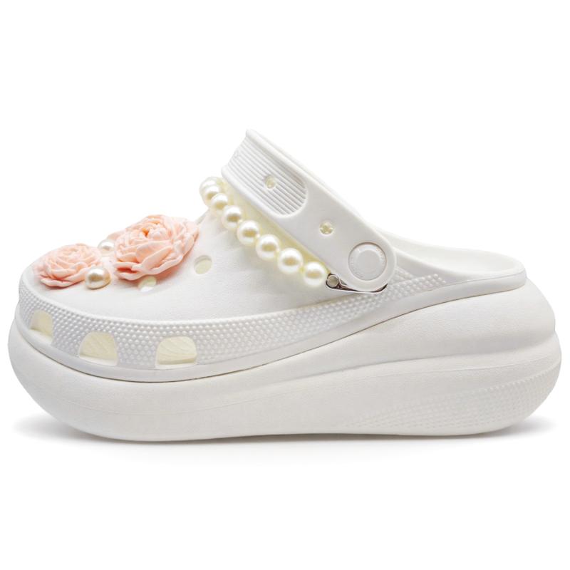 Crocs Crush Clog SIN3A White Peach Elegant Comfortable Hole Shoes Unisex White
