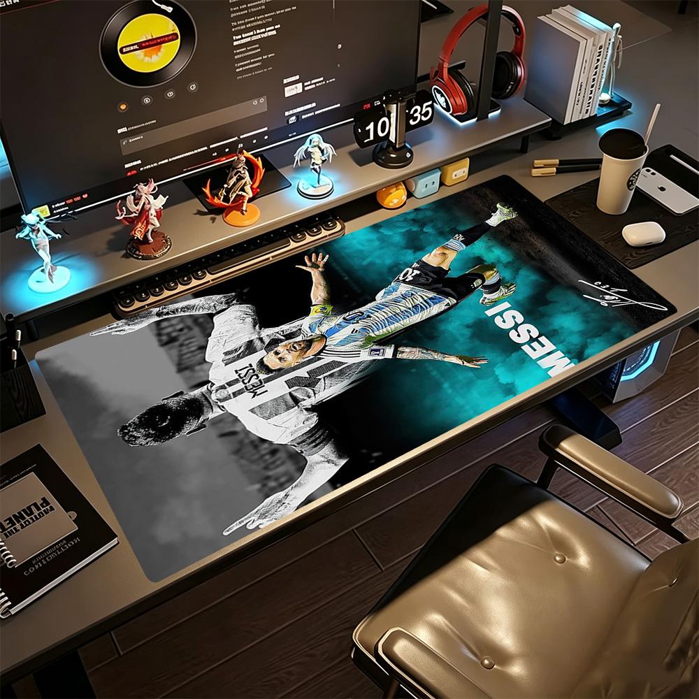Football Messi Gaming Mouse Pad Keyboard Pad Computer Desk Mat Non-Slip Rubber Bottom Computer Desk Office Decoration Accessory