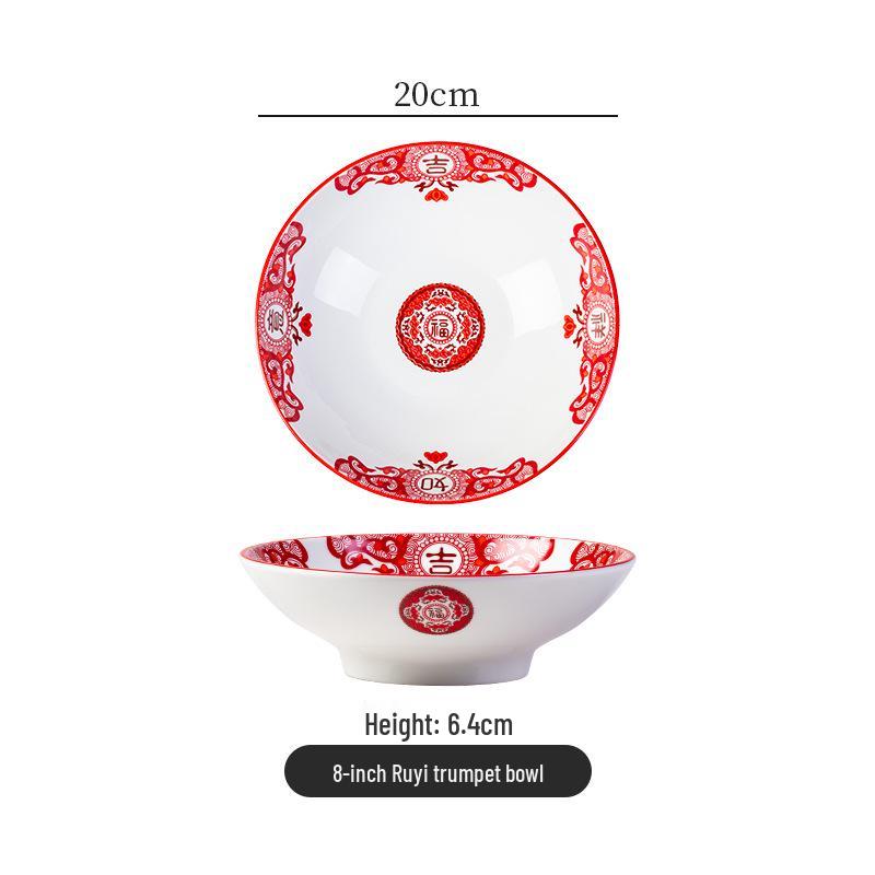 Retro Keramik Suppen- & Nudelschüssel Set: Gebratenes Schweinefleisch in der Schüssel, Glücks-Pfannengericht-Teller, Snack-Teller, Küchenutensilien