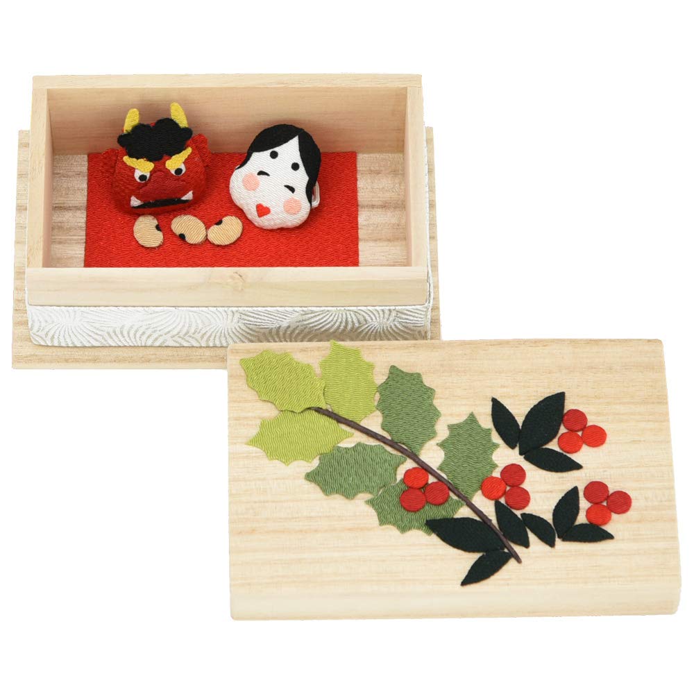 Hasegawa Buddhist Altar Seasonal Chirimen Seasonal Decoration Setsubun Chirimen Fabric Decoration Shop Decorations, Fabric, Box, (Bean-Throwing