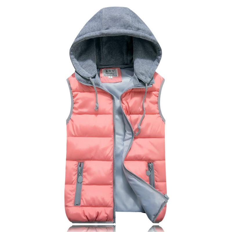 

WoMale куртка пуховик хлопок кардиган жилет большой размер с капюшоном модные однотонные хлопковые топы M розовый