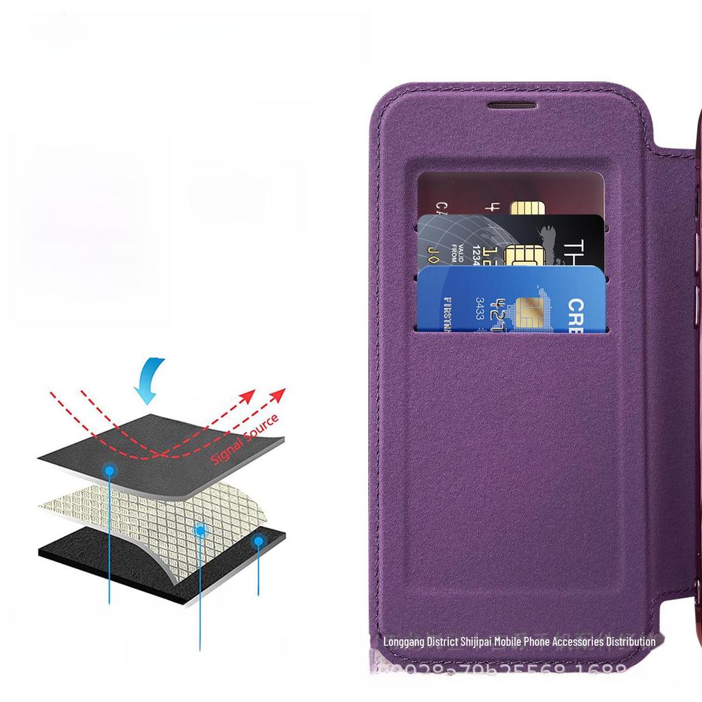 SE4 Flip Leather Case with Magnetic Suction for iPhone 14/15/16 Pro