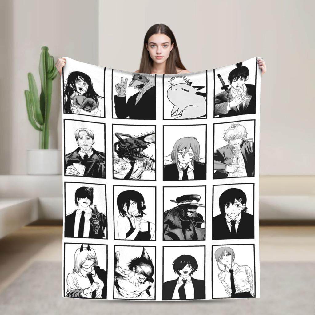 Denji brutal anime Blanket Chainsaws Mans Travel Flannel Throw Blanket For Outdoor Soft Quality Bedspread Birthday Present