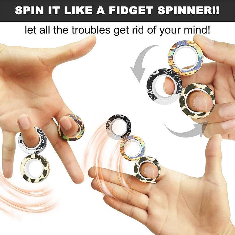 3Pcs NEW Anti-stress Magnetic Rings Magnetic Bracelet Ring Unzip Toy Magic Ring Props Tools Decompression Toys Finger Rings Toy