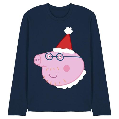 Peppa Pig Unisex Adult Daddy Pig Santa Hat Long-Sleeved T-Shirt