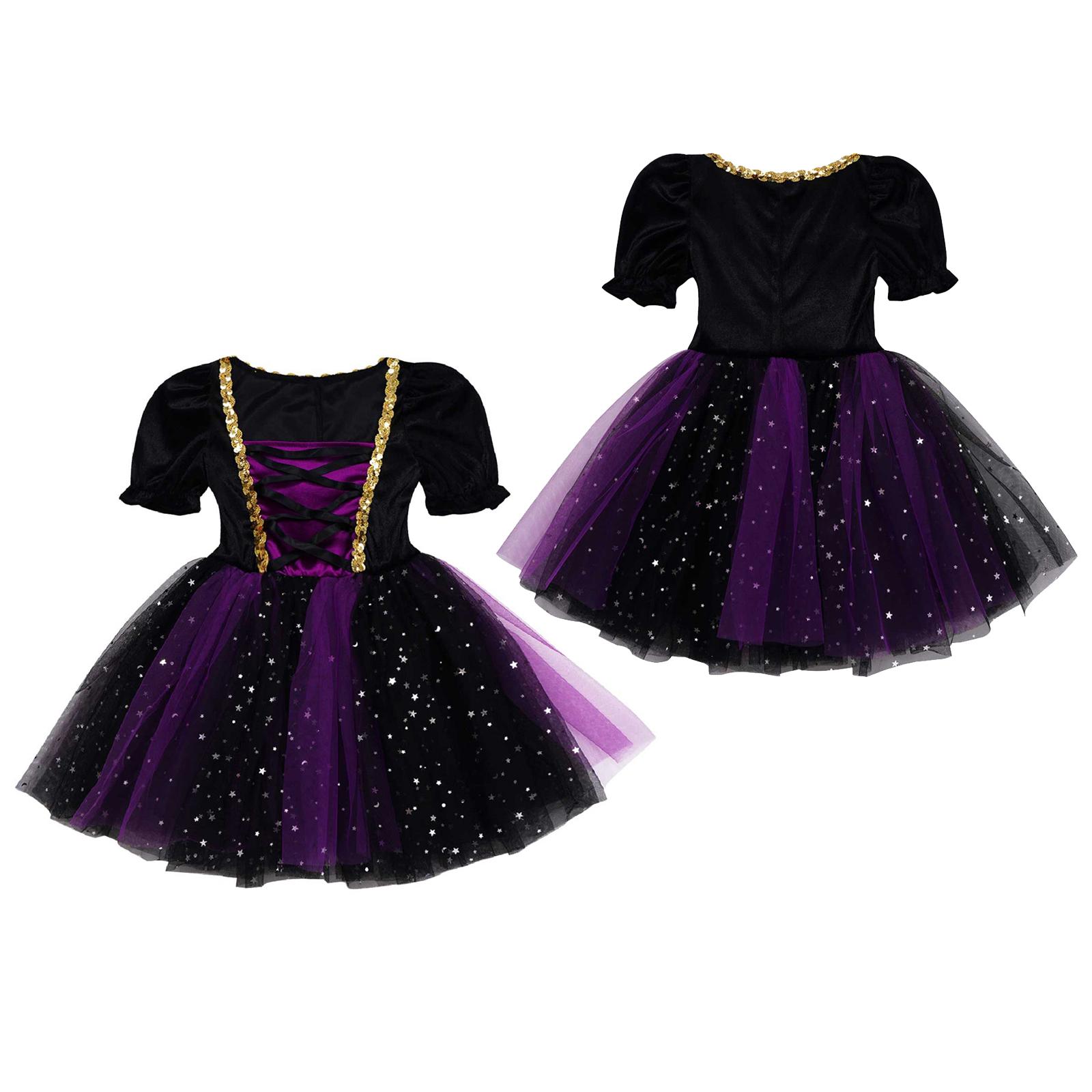 

Костюм відьми Хеллоуїн Карнавал Тематична вечірка Дитяча сукня для косплею 7-8 Years фіолетовий