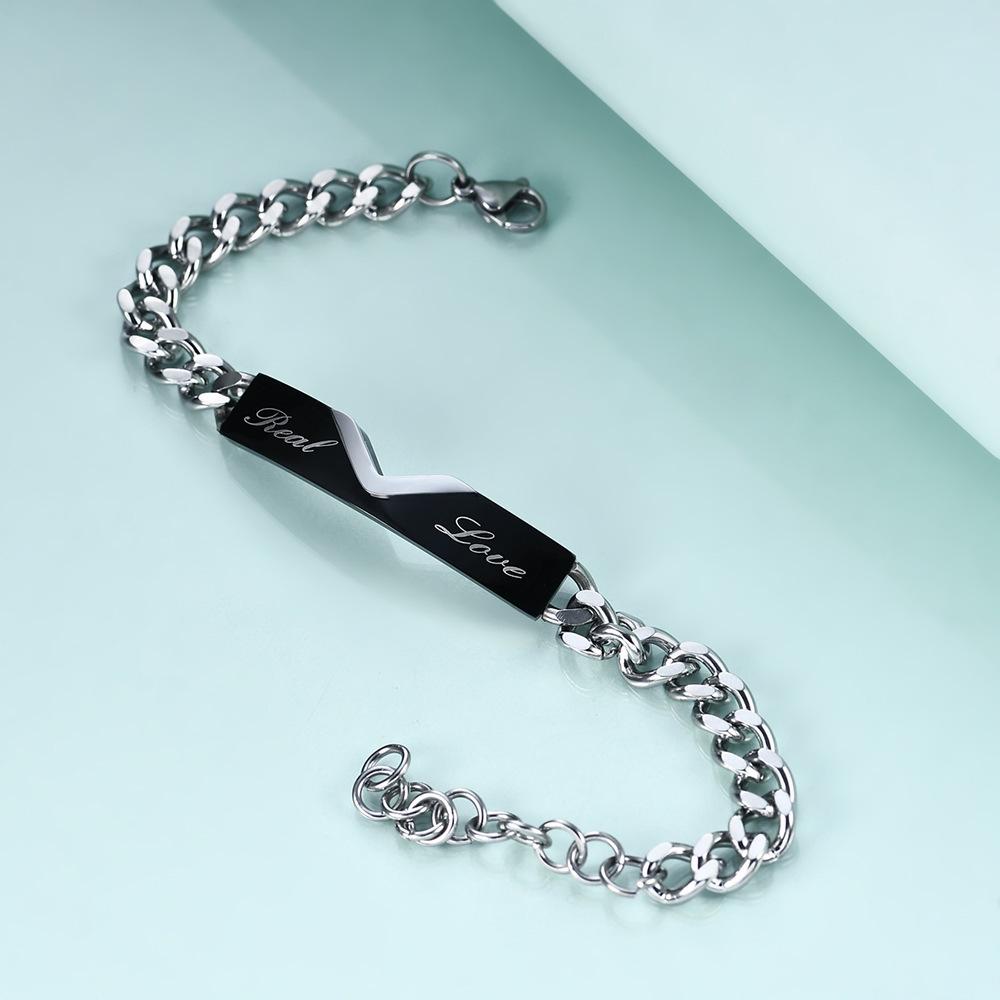 5MM Titanium Steel Valentine's Couple Bracelet - Customizable with Laser Engraving