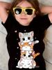 Kawaii Cat Girls Clothes 3D Print Children's T-Shirt O-Neck Pullover Girl Short Sleeve T-Shirt Comfortable Children's Clothing