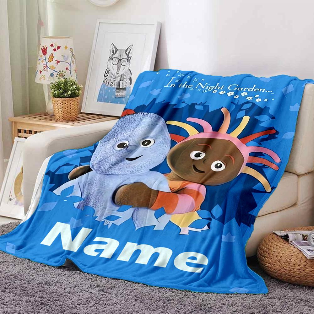 Custom Name In the Night Garden Theme Printed Blanket - Perfect for Couch, Bed, Travel & Outdoor Use | Machine Washable, Cozy & Durable.