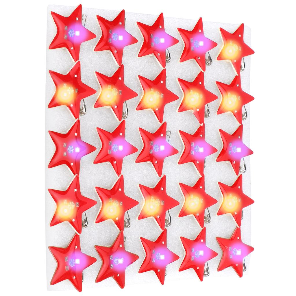 25 Stücke Fünfzackigen Stern Geformt LED Brosche Weihnachten Pin Abzeichen für Kinder Geschenk Party Favors