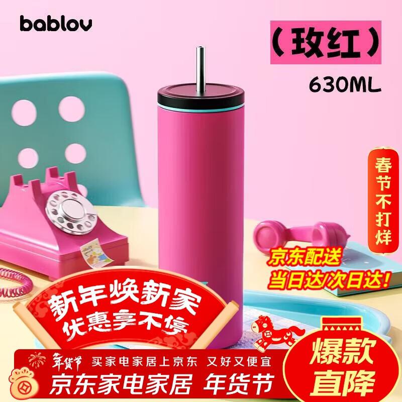 Bablova 630ml Stainless Steel Insulated Dual-Drink Straw Tumbler