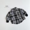 Korean Style Kids Plaid Long Sleeve Shirt Unisex Boys Girls Casual Outerwear Tops
