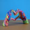 Creative Color Oil Painting Heart-shaped Gesture Figurine Ornament Love Hand Sculpture Modern Fashion Home Desktop Decoration