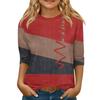 Children's 3/4 Sleeve Tops Casual  Print T Shirt Round Neck Pullover Blouse