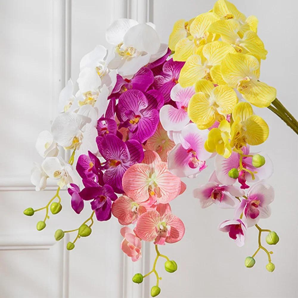 69cm Künstliche Phalaenopsis-Blütenzweige Echte Haptik Falsche Orchideenstiele für Blumengesteck Hochzeitsparty Heimdekoration
