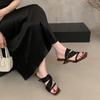 Wedge heel red French cool slippers fairy shoes wear 2025 new summer temperament with skirt sandals