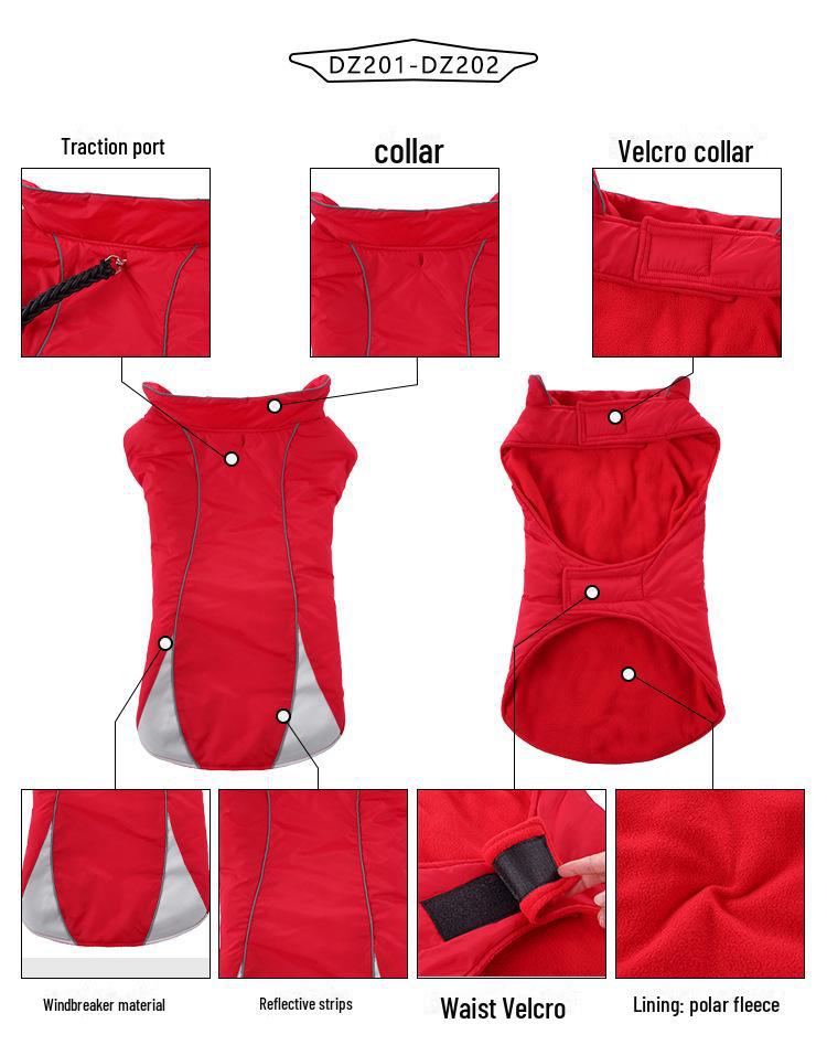 Meiqi Winter Reflective Pet Clothes for Large Dogs