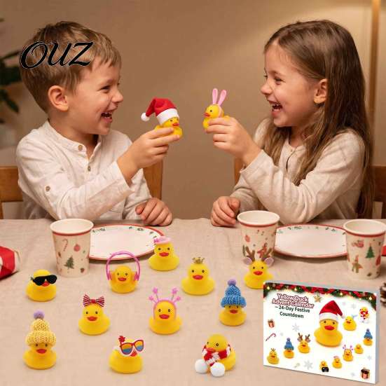 Little Yellow Duck Ornaments Advent Calendar 2026, 24 Day Christmas Countdown with Cute Rubber Toys Pcs Bath Toys, Holiday Gifts for Kids Toddlers