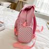 Kawaii Kids School Bag Large Capacity Cute Strawberry Embroidery Student Mochila Nylon Dots Campus Bag for Teenager Girl