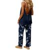 Women's Color Backless Sleeveless Pullover Top & Elastic Waist Pants Set, Casual Loungewear