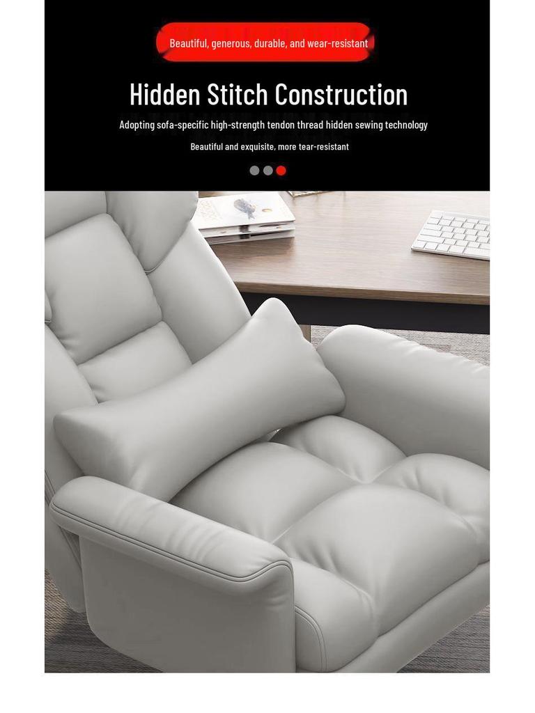 Comfortable Leather Reclining Office Chair with Adjustable Backrest