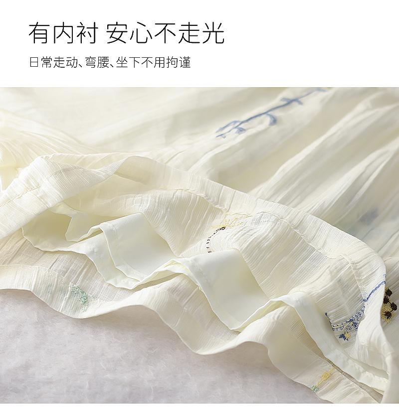 French Vacation Style Lyocell Sun Protection Embroidered Long-Sleeved Shirt and Elastic Waist Lined Shorts Two-Piece Set for Summer