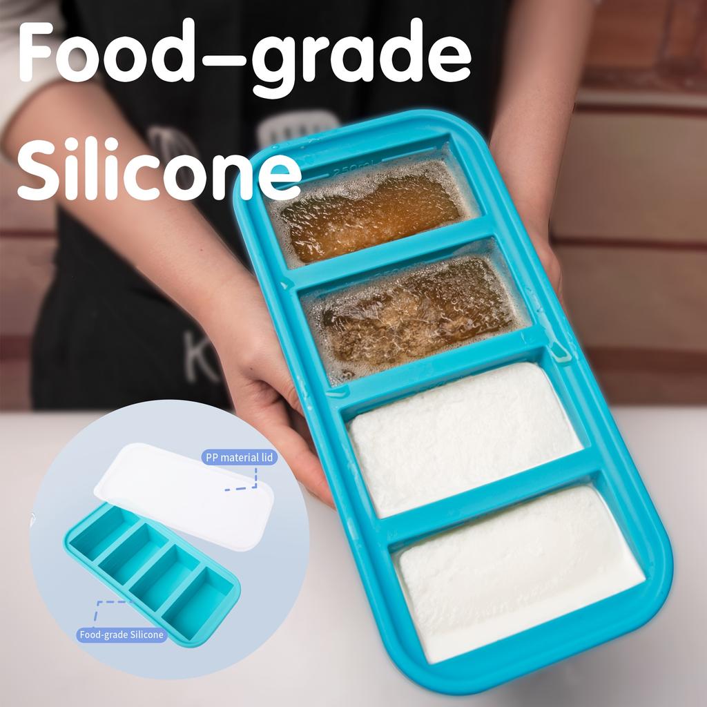 Large Silicone Food Safe Freezer ,Oven Safe Storage Box with Transparent Lid , Multi Purpose Ice Maker , Baking Tray, Dishwasher Safe