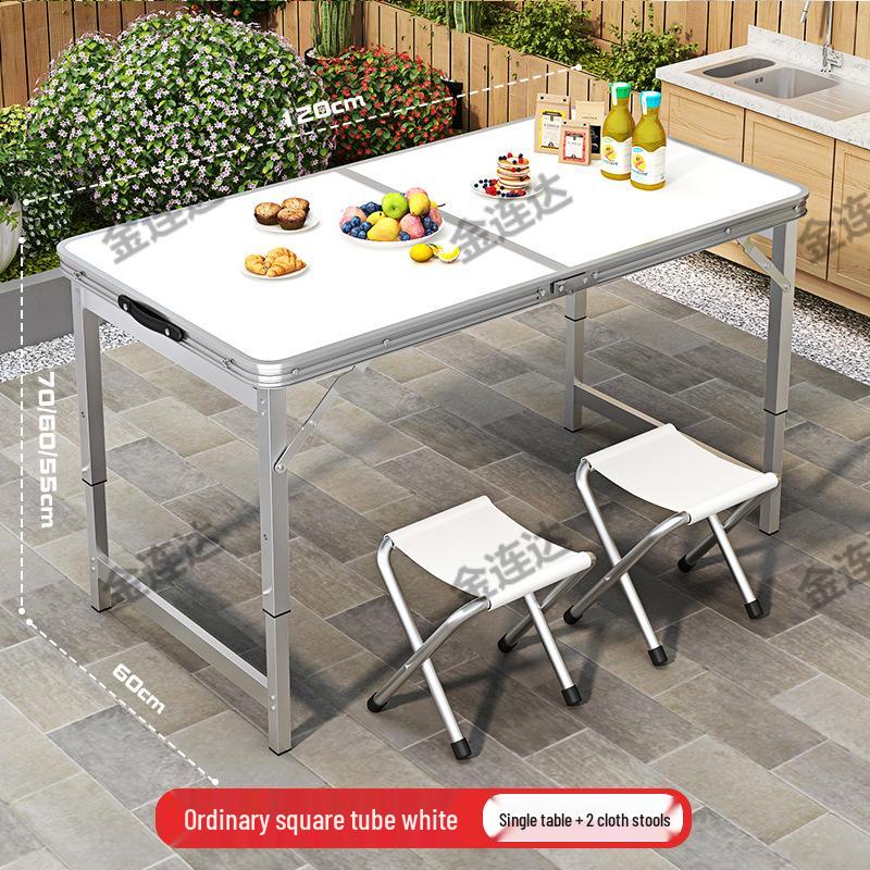 Portable Aluminum Folding Table for Outdoor Dining and Market Stalls - Adjustable and Compact