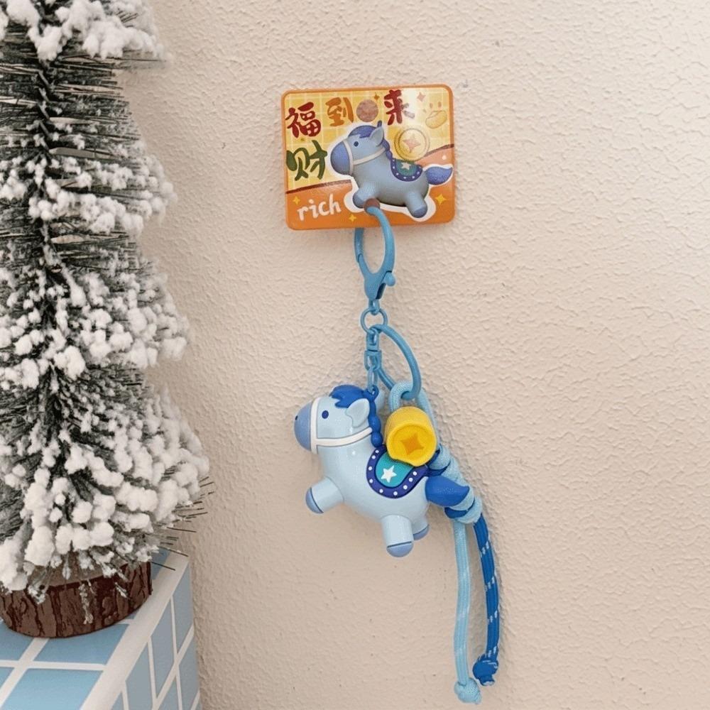 Zodiac Horse Year Lucky Keychain Animal New Year Keyring  Chinese New Year синий