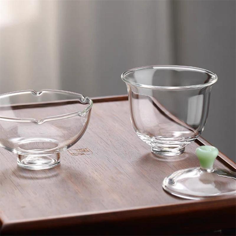 Small Capacity 75ml Sancai Glass Gaiwan Chinese Teaset Tea Bowl Tea Tureen Heat-resistant Kung Fu Tea Cup with Lid Teaware