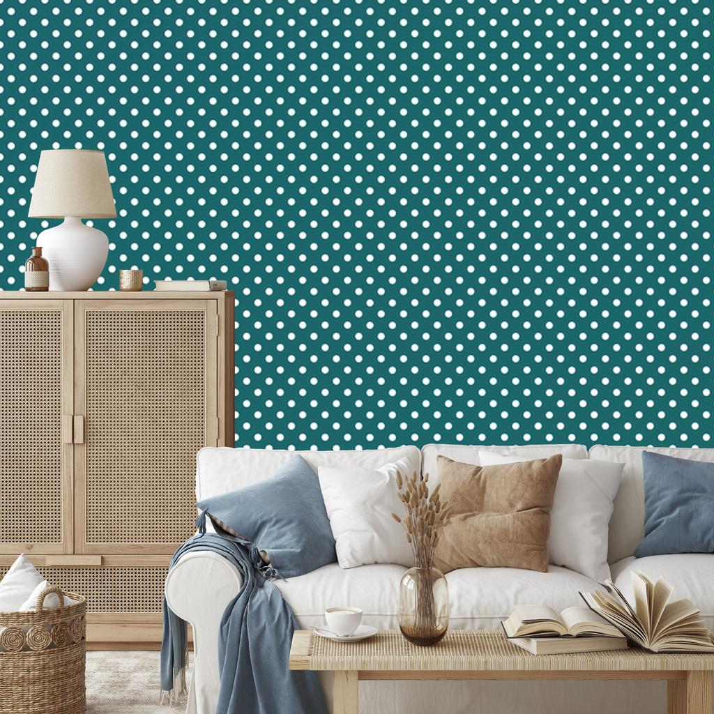 Turquoise Dots Wallpaper, Subtle Detail for Living Room and Bedroom 50x1000