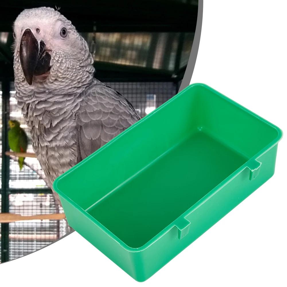 Multifunction Green Food Tray Bird Water Bath Tub Pet Bird Bowl Parrots Parakeet Birdbath Cage Hanging Wash Shower Box