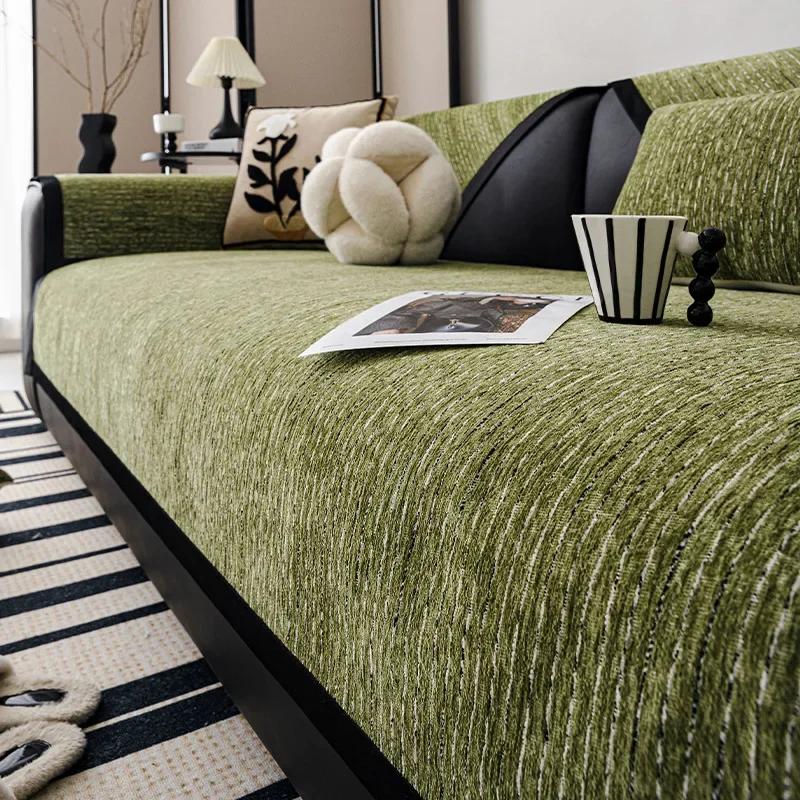 Chenille Black and White Textured Sofa Mat Four Seasons High End L-shaped Sofa Cover Anti Slip Sofa Backrest Towel Pillowcas
