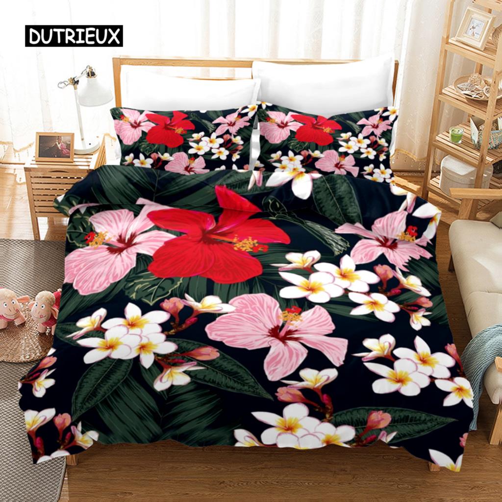 Blumiger Bettbezug Frühling Buntes Blumenmuster Einzelbettwäsche-Set für Kinder Jugendliche Erwachsene Mikrofaser Doppel Queen King Bettdeckenbezug
