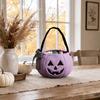 Durable Candy Storage Bag Halloween Pumpkin for Kids, Trick or Treat Tote Eye-catching with Handle, Reusable Snack Bucket Party Favors